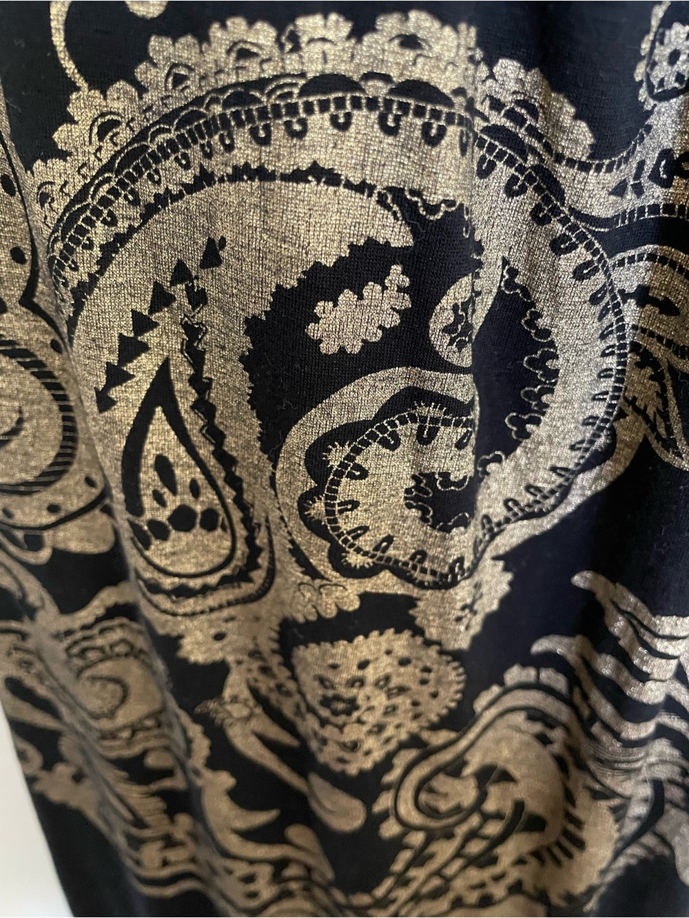 Strapless Black and Gold Metallic Paisley Maxi Dress - Picture 4 of 4